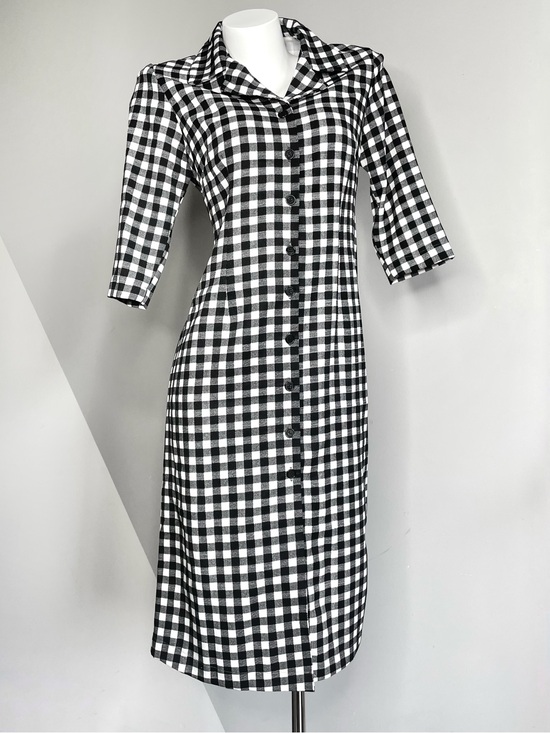 Handmade Dresses & Skirts - Black And White Checkered Midi Dress